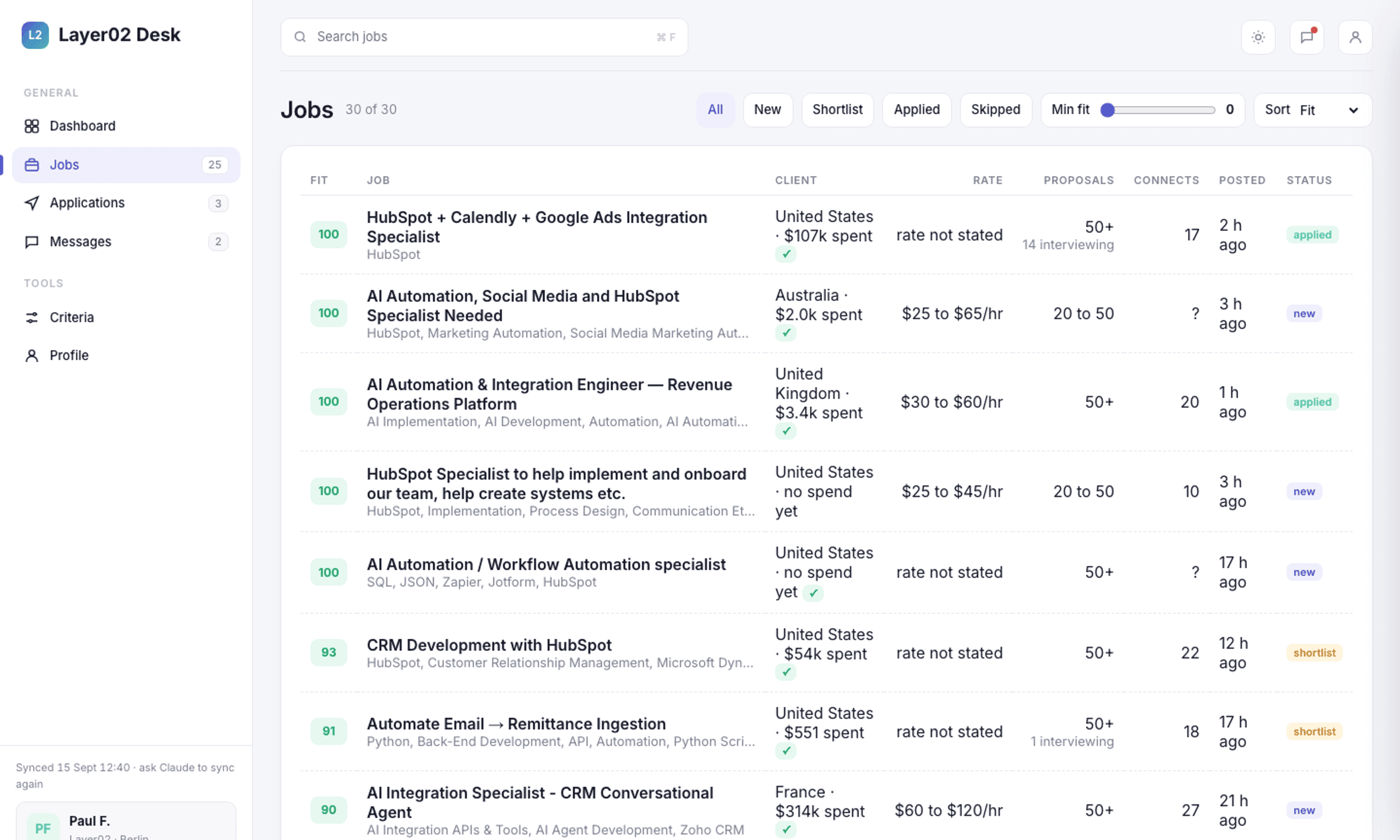 Layer02 Desk, the Upwork command page, another page