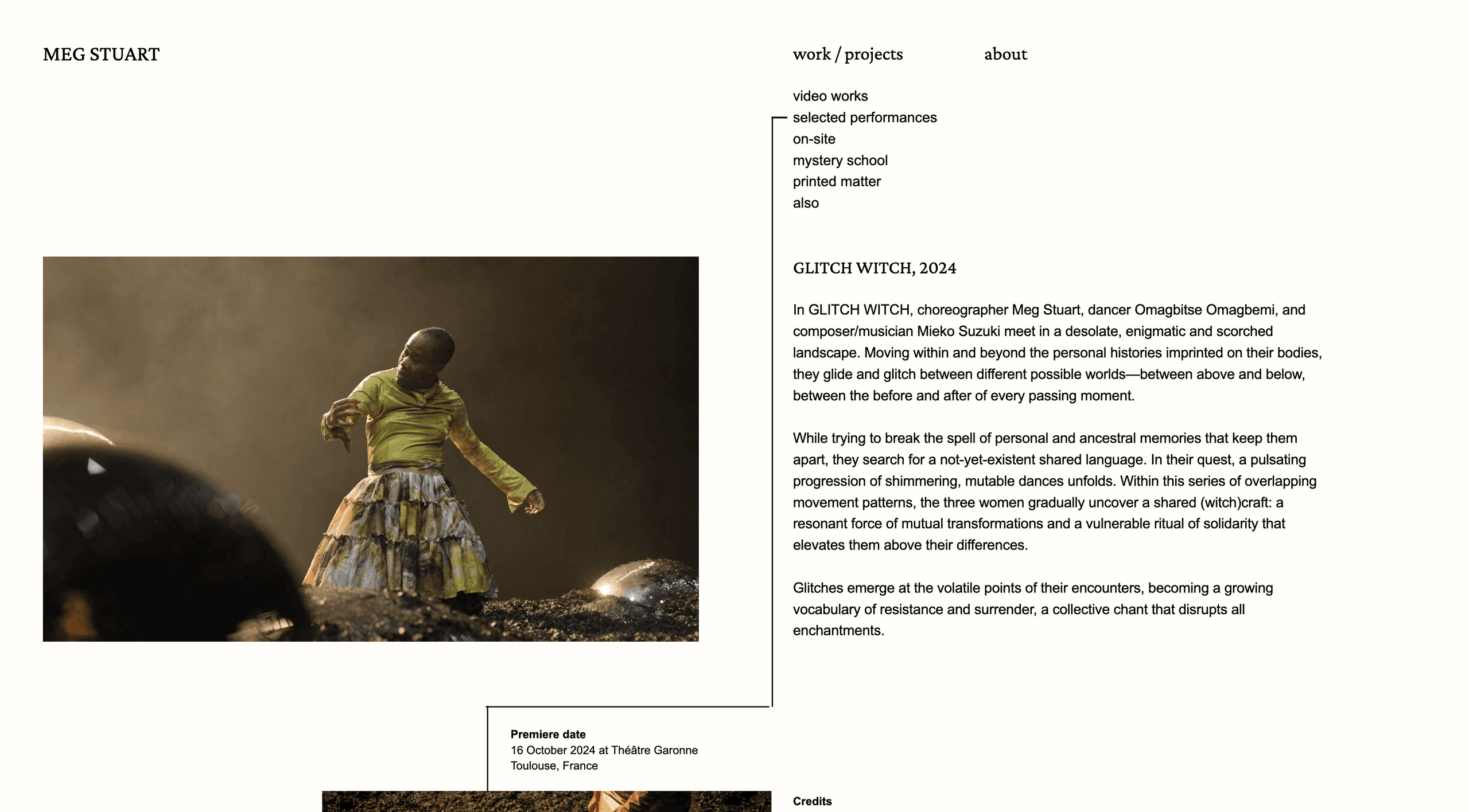 meg-stuart.com, a choreographer's archive, another page